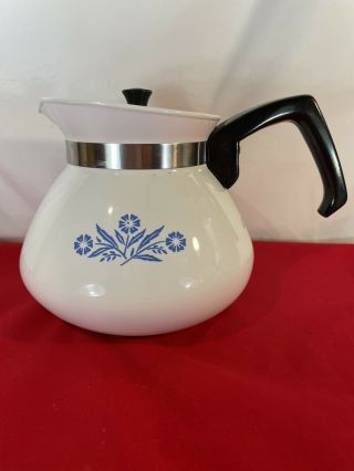 Vintage Corning Ware 6 Cup Teapot Blue Cornflower P - 104