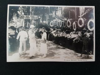 Rare Antique Real Photo Postcard Of Flower Street Hong Kong