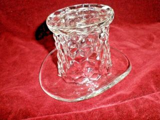 Vintage Fostoria American Cubist Clear Top Hat Toothpick,  Candle,  Trinket Holder