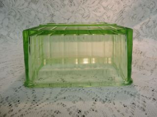 Anchor Hocking Block Optic Green Depression Glass Butter Cover 2