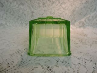 Anchor Hocking Block Optic Green Depression Glass Butter Cover 3