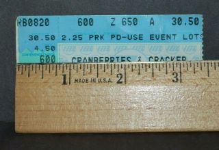 1996 The Cranberries & Cracker Concert Ticket Stub.  Riverbend Cincinnati Ohio 3