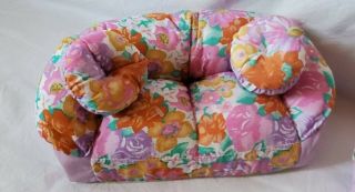 1994 Toymax Floral Fabric Stuffed Couch And Chair Set For Barbie Size Dolls 2