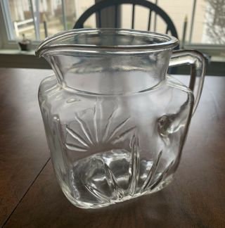 Vintage Federal Clear Pressed Glass Pitcher With Star Bottom