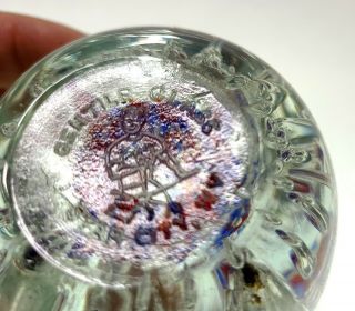 Gentile Glass Paperweight Bud Vase - Star City,  WV - Bubbles,  Red,  White & Blue 2