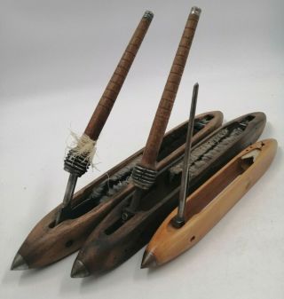 X2 Vintage/antique 18 " Wood Weaving Loom Shuttle Bobbin With Steel Tips
