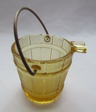 Glass Bucket Pail Ash Tray Toothpick Continental Can Co.  Amber
