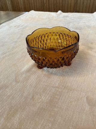 Indiana Glass Amber Diamond Point 3 Footed Candy Dish Bowl 3 " Tall X 5 " Wide