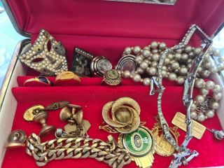 Antique/vintage Jewellery Bundle,  Box Avon Faux Pearls Gold Front Cufflinks Vgc