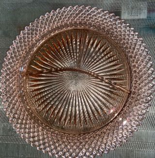 Vintage 3 Anchor Hocking Miss America Pink Divided Grill Plate Depression Glass