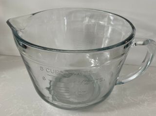 Anchor Hocking Vintage Glass Batter Bowl 2 Quart 8 Cup 2 L Glass Measuring Cup
