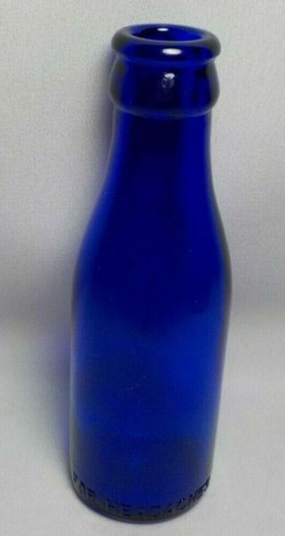 Vintage Bromo - Cedin Cobalt Blue Glass Bottle 5 - 1/2 " H Embossed For Headaches