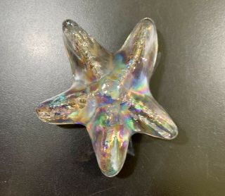 Recycled Art Glass Iridescent Starfish ✨Star Paperweight Beach Murano Fire Light 2