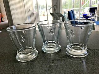 France La Rochere “bee“ Glasses - Set Of 3 - Footed Old Fashioned Glasses