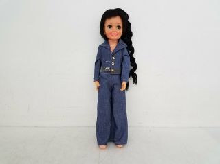 Vintage Ideal Tressy 18 " Doll In Denim Jacket & Pants Tlc