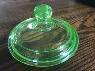 Vintage Green Depression Glass Lid Only For Candy Dish