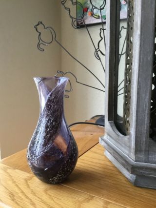 Caithness Glass Vase Hand Crafted In Scotland Purple With Sticker