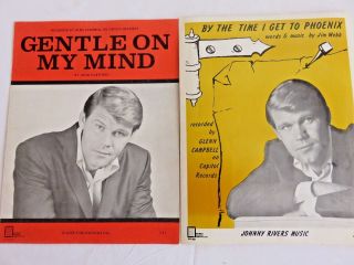 Discounted Vintage Glenn Campbell Sheet Music Gentle On My Mind & By The Time