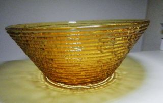 Vintage Anchor Hocking Soreno Gold Glass Chip Bowl 8 1/2 " Bark Pattern - 1966 - 1970