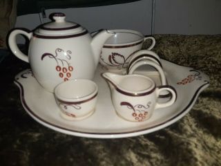 Vintage Grays Pottery Stoke On Trent Copper Luster Hand Painted Tea Set England