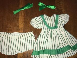 Doll Clothing Terri Lee Tagged 1950’s Green Striped Dress And Matching Pants