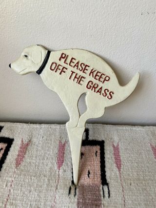 Please Keep Off The Grass Cast Iron Yard Art; Dogs,  Vintage,  Funny,  Eclectic
