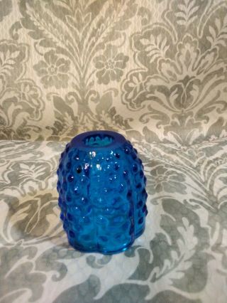 Vintage 4 " Blue Fenton Hobnail Glass Fairy Lamp - Top Only