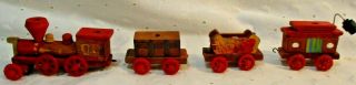 Vintage 1960s 4 Pc Handmade Wood Train Birthday Candle Holders Cake Toppers