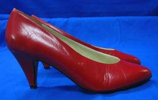 Vintage Trickers High Heels/shoes Red Leather Minimalist Classic Pump Sz 6 B