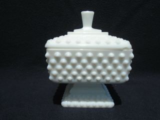 Fenton Milk Glass Hobnail Pedestal Candy Dish (wedding Cake)
