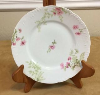 Antique Vintage Theodore Haviland Limoges France Porcelain Plate,  Pink Flowers
