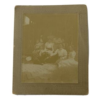 Antique Cabinet Card Photograph Lovely Family & Friends Dog Id Spears Minnier