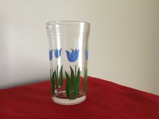 Vintage Swanky Swig Bright Blue Tulip Juice Glass Banded Rim Kraft (1)