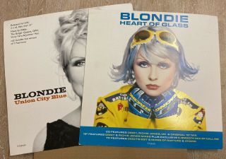 Blondie Debbie Harry 12” Promo Cards Heart Of Glass/union City Blue