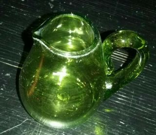 Vintage Depression Glass Green Coffee Creamer 3 " Tall