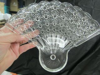 Vintage Fenton Crystal Button And Daisy Fan Shaped Tray