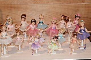 Set 18 Full Body Porcelain Articulated Ballerina Dolls 5 " & 8 " Delton