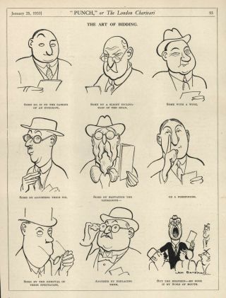 Vintage Punch Cartoon Satire - " The Art Of Bidding " - Humor - Signals