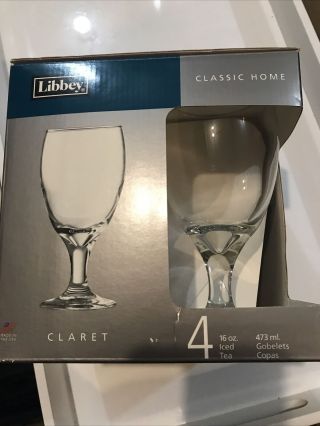 Libbey Claret Goblets Glasses 16.  25 Oz - Set Of Four Made In The Usa