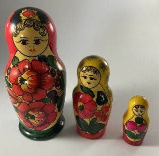 Russian Dolls,  Traditional Style,  Hand Painted,  Set Of 3 Dolls