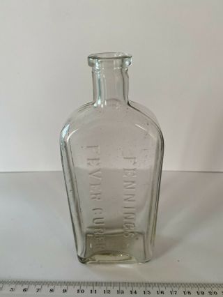 Antique C1920 Fennings Fever Cure Clear Glass Apothecary Pharmacy Chemist Bottle