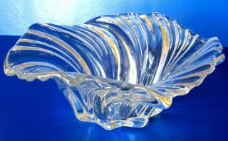 Mikasa Peppermint Clear Swirl Crystal Glass Freeform 8 " Bowl