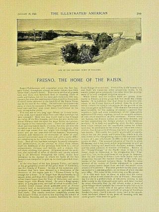 Fresno Ca.  Raisin Farm,  Las Palmas,  Vineyard,  Marcus Pollasky 1892 Article 4pgs