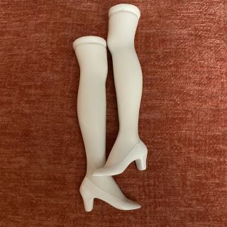 Vtg Porcelain Doll Legs 5 1/4” Painted White Shoes Heels Parts 17” - 19” Dolls