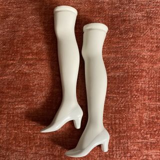 VTG Porcelain Doll Legs 5 1/4” Painted White Shoes Heels Parts 17” - 19” Dolls 2