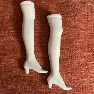 VTG Porcelain Doll Legs 5 1/4” Painted White Shoes Heels Parts 17” - 19” Dolls 3