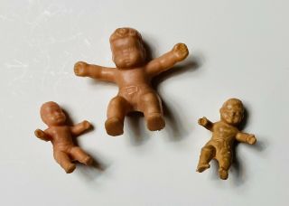 Vintage Miniature Rubber Baby Dolls 1 1/4” And 1 3/4” Dollhouse Diorama