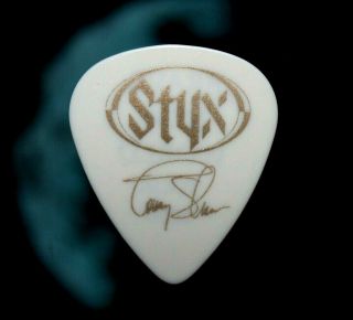 Styx // Tommy Shaw Brave World 2000 Concert Tour Guitar Pick // White/gold