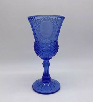Vintage Avon Fostoria George Washington Cobalt Wine Glasses Goblets