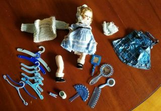 Madame Alexander Ginny Doll & Accessories Blue Dress Bonnet,  Rain Coat,  Mirrors